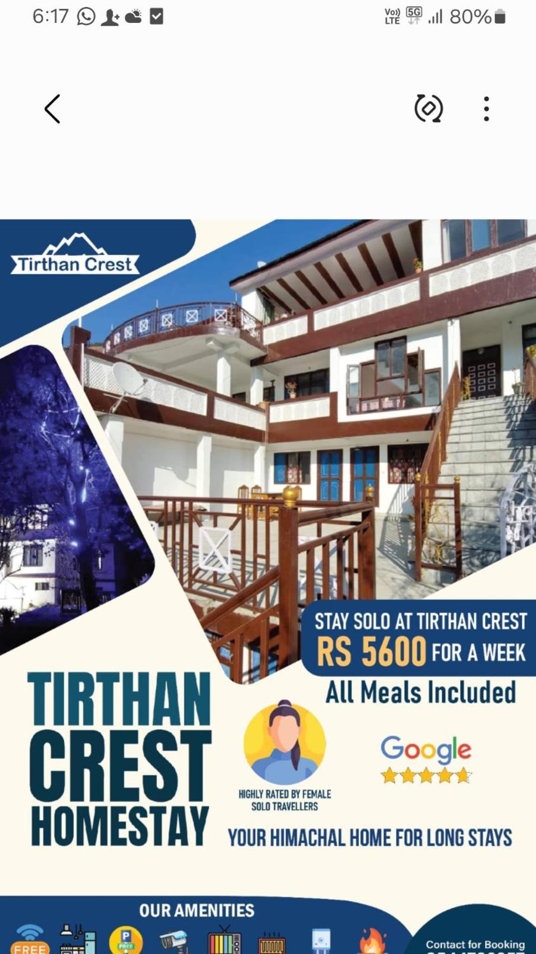 Tirthan Crest Homestay Banjar Экстерьер фото